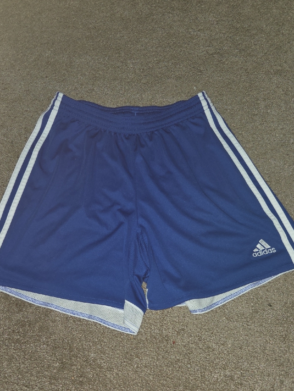adidas Men's Royal Blue Athletic Shorts with White Stripes